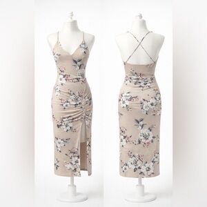 Floral Beige Maxi Dress